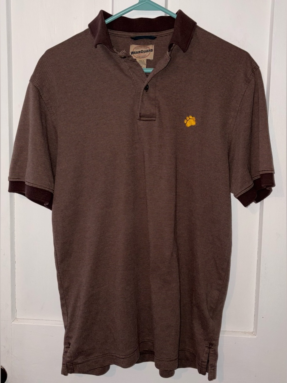 WearGuard Men's Brown Polo with Yellow Paw Accent size M
